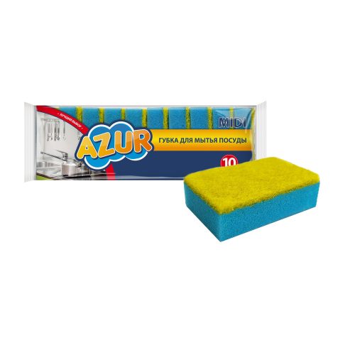 Губки для посуды МИДИ 10 шт. AZUR - 030160