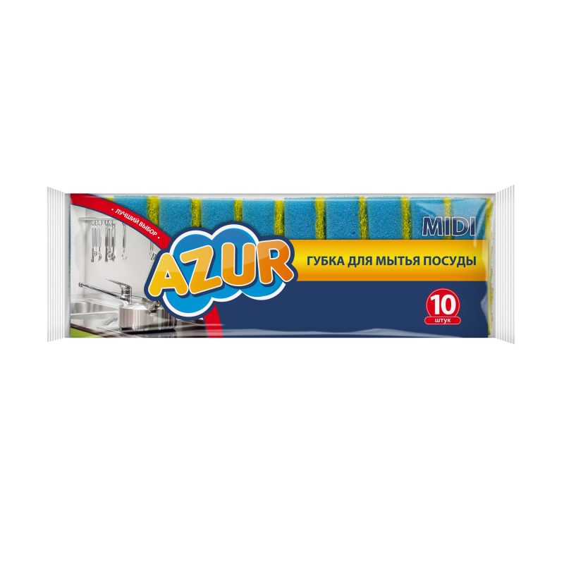Губки для посуды МИДИ 10 шт. AZUR